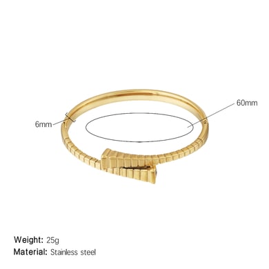 1 Piece Classic Series Chic Rectangular Twist Stainless Steel Gold Color Women's Bangles h5 