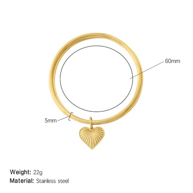1 Piece Versatile Series Intricate Heart Stainless Steel Gold Color Women's Bangles h5 