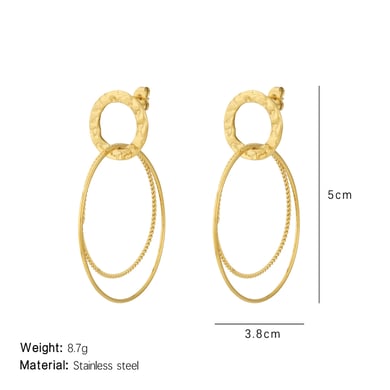 1 Pair Delicate Series Daily Circle Stainless Steel Gold Color Women's Drop Earrings h5 