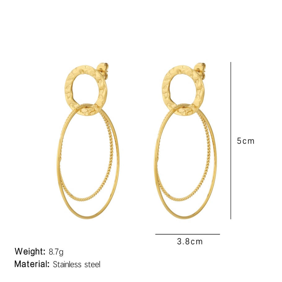 1 Pair Delicate Series Daily Circle Stainless Steel Gold Color Women's Drop Earrings 