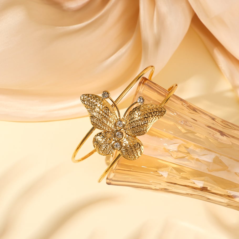1 Piece Sophisticated Series Butterfly Stainless Steel Gold Color Women's Bangles Picture2