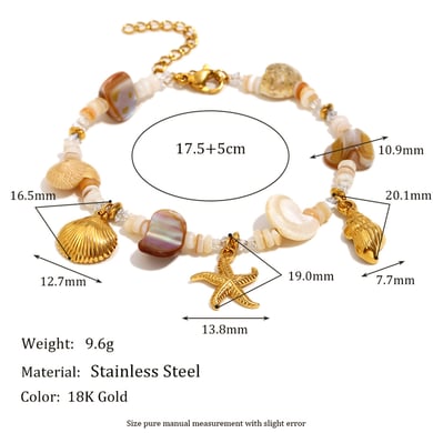 Oceanic Stainless Steel Gold Color Beaded Bracelets h5 Picture2