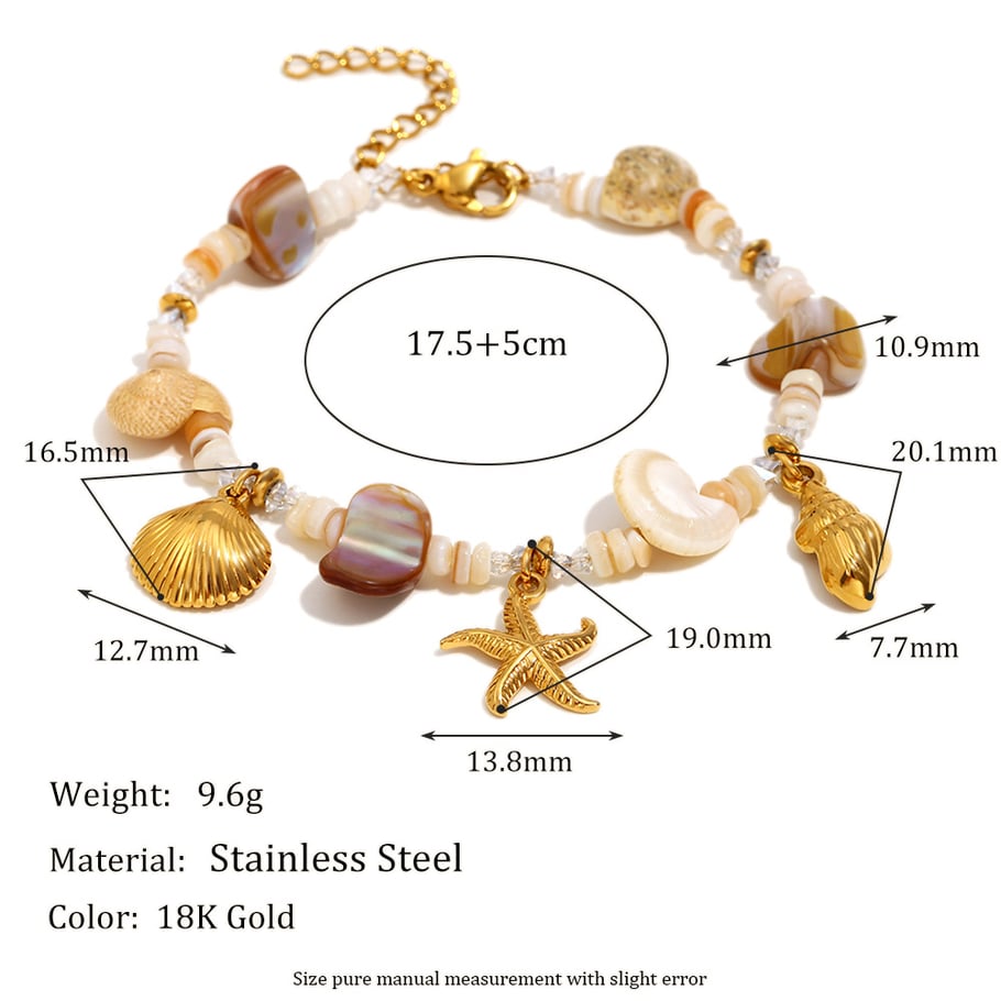 Oceanic Stainless Steel Gold Color Beaded Bracelets Picture2