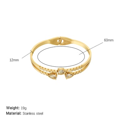 1 Piece Glamorous Series Elegant Droplet Stainless Steel Gold Color Women's Bangles h5 