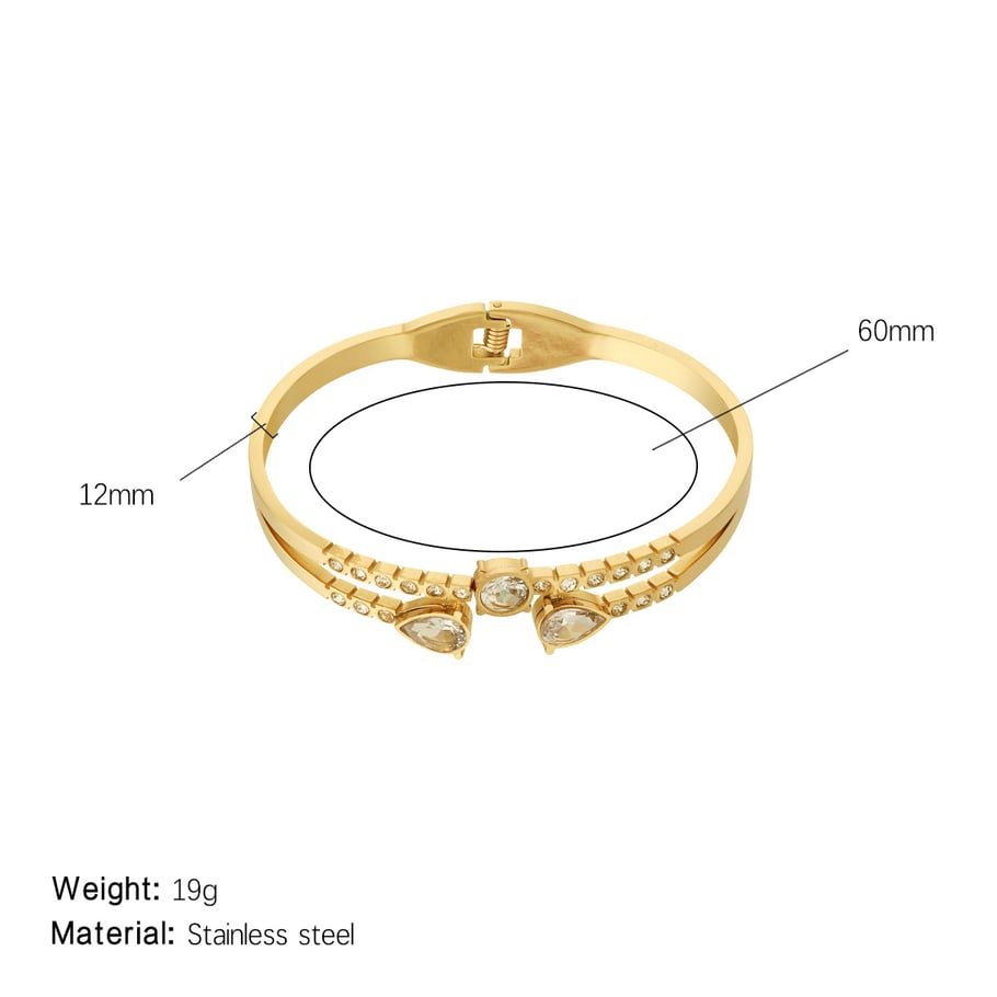 1 Piece Glamorous Series Elegant Droplet Stainless Steel Gold Color Women's Bangles 