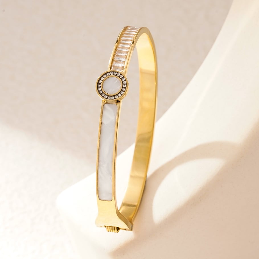 1 Piece Exquisite Series Retro Circle Stainless Steel Gold Color Women's Bangles Picture2