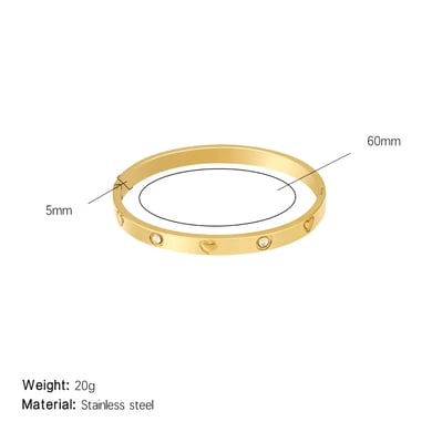 1 Stück Klassische Serie Einfache Geometrische Edelstahl Gold Farbe Damen Armreifen h5 