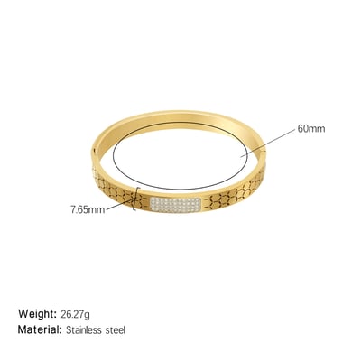 1 Piece Modern Series Elegant Hexagon Pattern Stainless Steel Gold Color Women's Bangles h5 