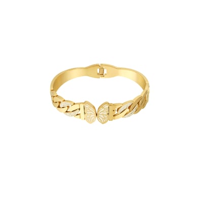 1 Piece Sparkling Series Sweet Butterfly Stainless Steel Gold Color Women's Bangles h5 Picture2
