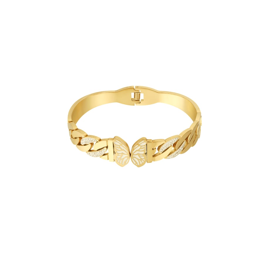 1 Piece Sparkling Series Sweet Butterfly Stainless Steel Gold Color Women's Bangles Picture2