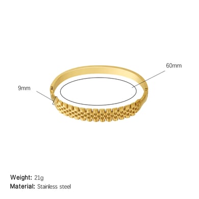 1 Piece Minimalist Series Elegant Rectangular Patchwork Stainless Steel Gold Color Women's Bangles h5 