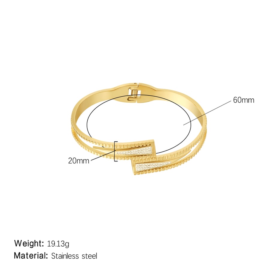 1 Piece Intricate Series Classic Rectangular Stainless Steel Gold Color Women's Bangles 