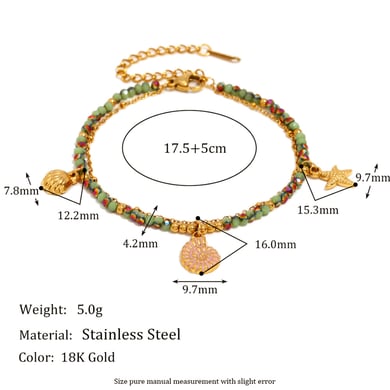 Oceanic Stainless Steel Gold Color Beaded Bracelets h5 Picture2