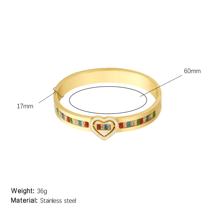 1 Piece Polychrome Series Classic Heart Stainless Steel Gold Color Women's Bangles 
