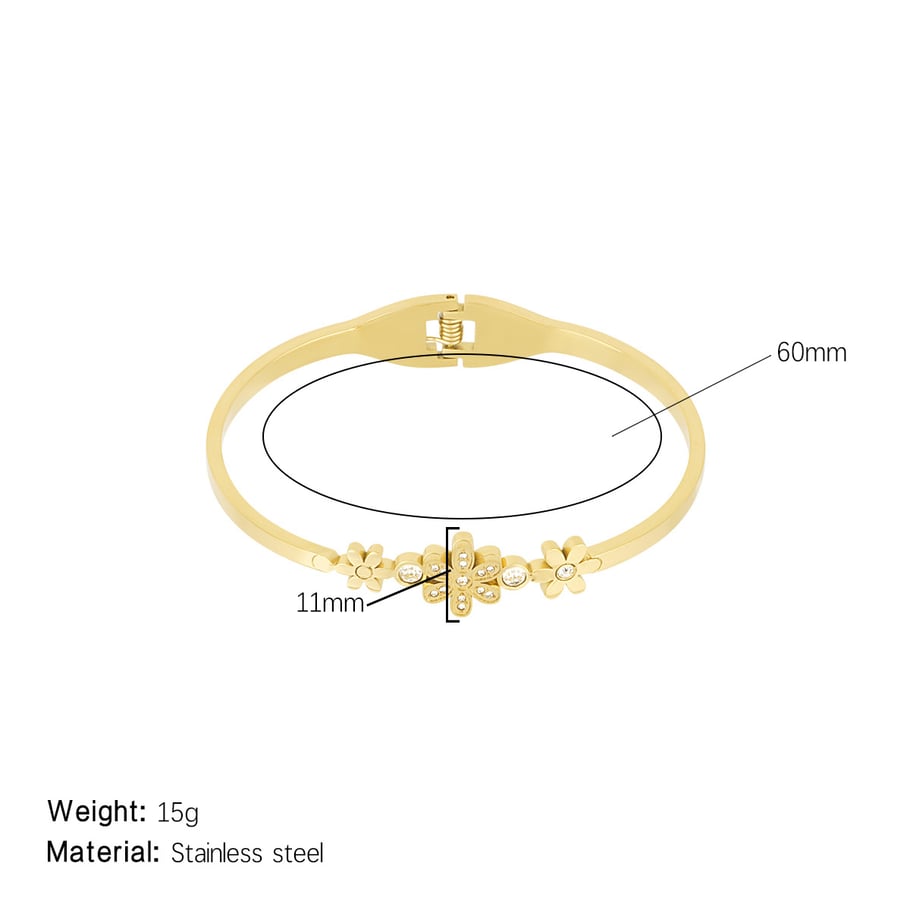 1 Piece Delicate Series Radiant Flower Stainless Steel Gold Color Women's Bangles 