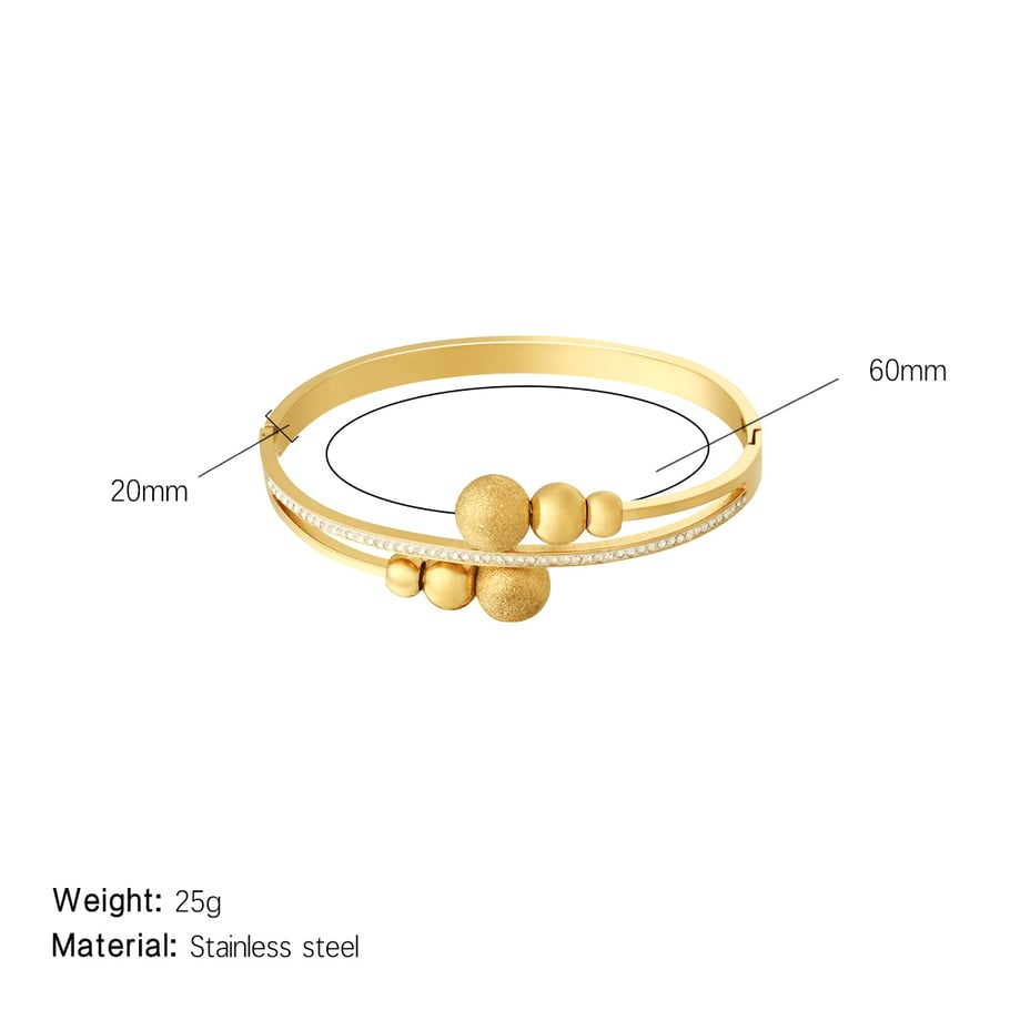 1 Piece Designable Series Classic Round Stainless Steel Gold Color Women's Bangles 