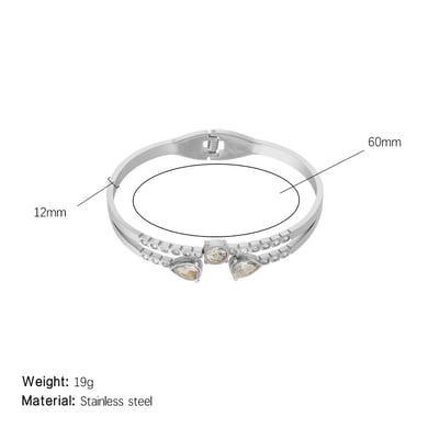 1 Piece Glamorous Series Elegant Droplet Stainless Steel Gold Color Women's Bangles h5 