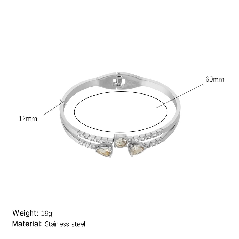 1 Piece Glamorous Series Elegant Droplet Stainless Steel Gold Color Women's Bangles 