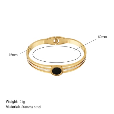 1 Piece Dazzling Series Retro Circle Stainless Steel Gold Color Women's Bangles h5 