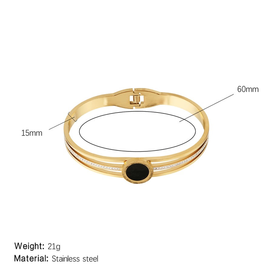 1 Piece Dazzling Series Retro Circle Stainless Steel Gold Color Women's Bangles 
