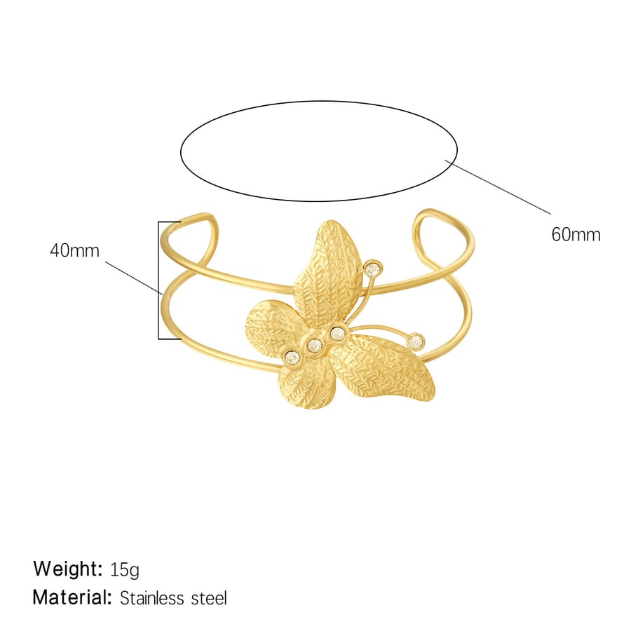1 Piece Sophisticated Series Butterfly Stainless Steel Gold Color Women's Bangles 