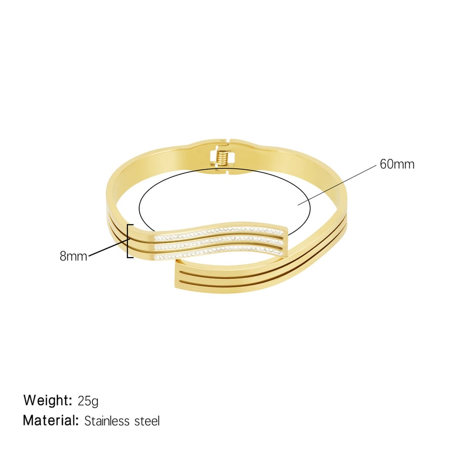 1 Piece Stylish Series Classic Strip Stainless Steel Gold Color Women's Bangles 