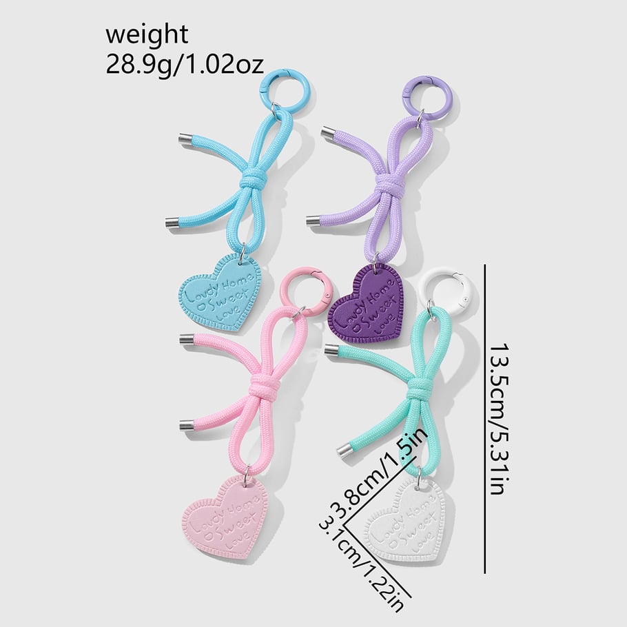 Leather Heart & Bow Knot Women's Bag Charms Picture2