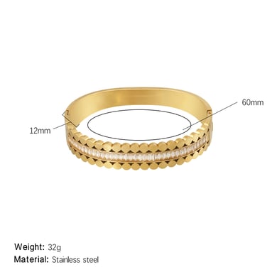 1 Piece Sophisticated Series Elegant Circle Stainless Steel Gold Color Women's Bangles h5 