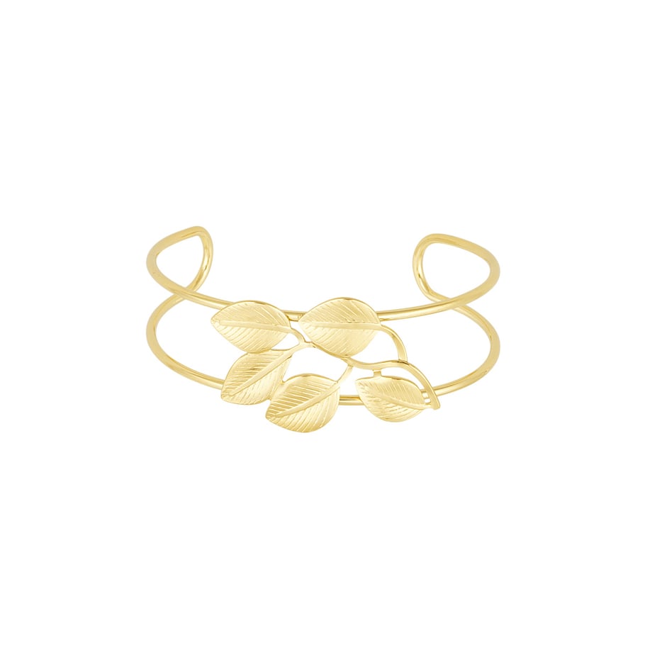 1 Piece Exquisite Series Natural Leaf Stainless Steel Gold Color Women's Bangles Picture2