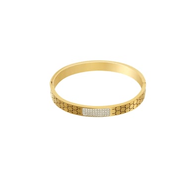 1 Piece Modern Series Elegant Hexagon Pattern Stainless Steel Gold Color Women's Bangles h5 Picture2