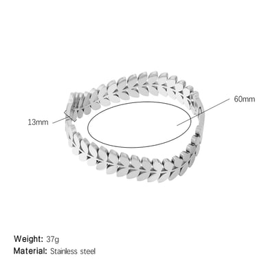 1 Stück Simple Series Natürliche Pflanzen Edelstahl Gold Farbe Damen Armreifen h5 