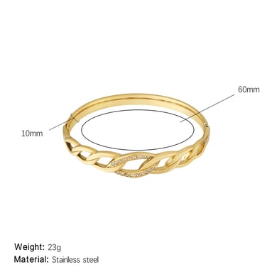 1 Piece Dazzling Series Classic Twist Stainless Steel Gold Color Women's Bangles h5 