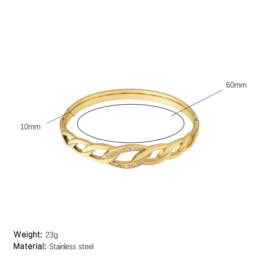 1 Piece Dazzling Series Classic Twist Stainless Steel Gold Color Women's Bangles 