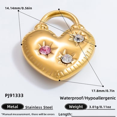 Sweet Heart Stainless Steel Gold Color DIY Pendants h5 