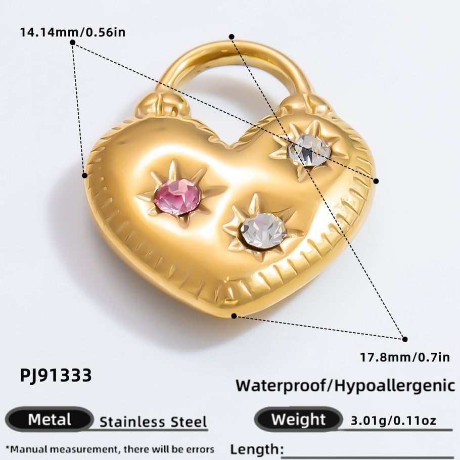 Sweet Heart Stainless Steel Gold Color DIY Pendants 