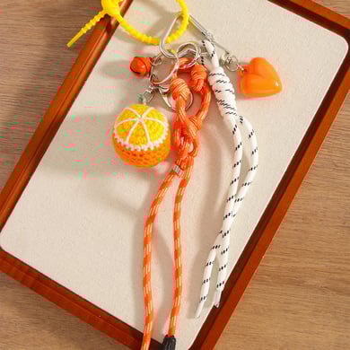 1 Piece Hand - crocheted Orange Heart Women's Bag Charms h5 Picture2