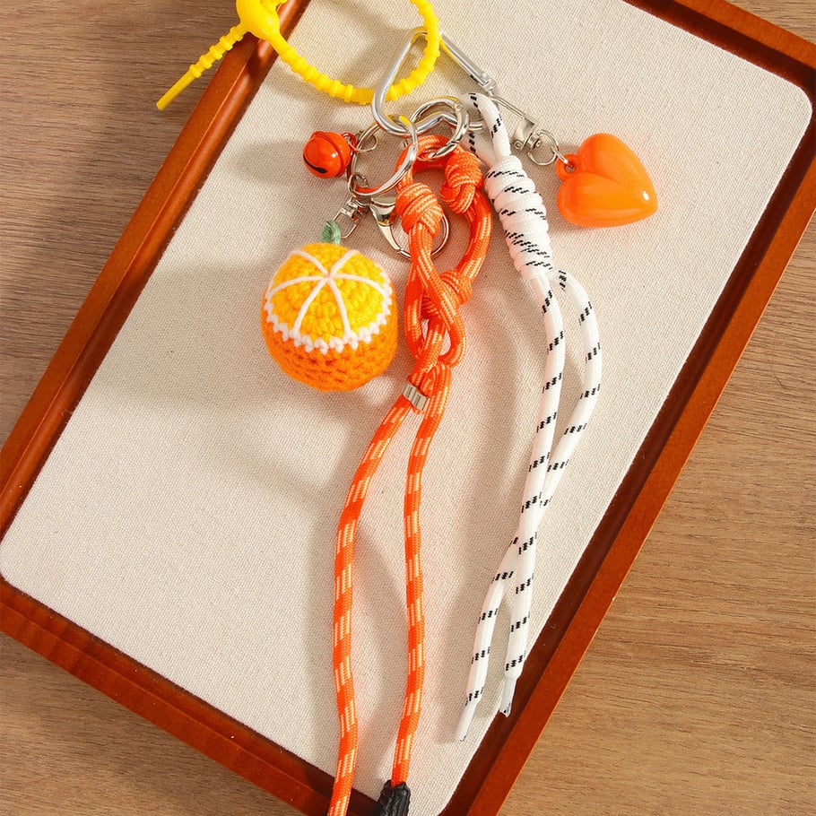 1 Piece Hand - crocheted Orange Heart Women's Bag Charms Picture2