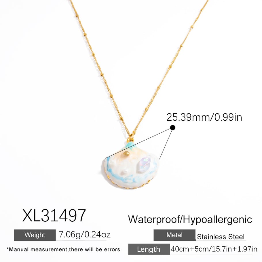 Vacation Stainless Steel Gold Color Pendant Necklaces 
