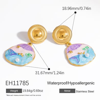 1 Paar Simple Series Vacation Turtle Edelstahl Goldfarben Damen Tropfen Ohrringe h5 