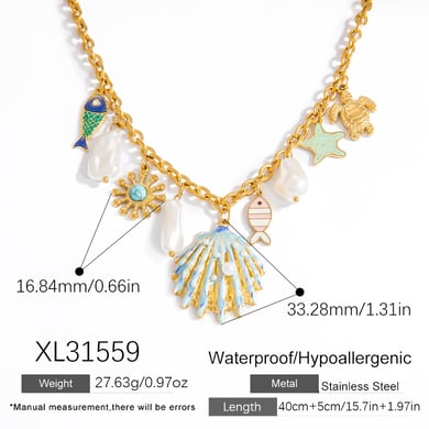 Vacation Series Shell Stainless Steel Gold Color Pendant Necklaces h5 
