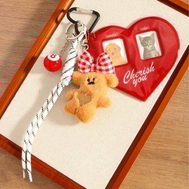 1 Piece Cute Plush Bow Bear Women's Bag Pendant h5 Picture2