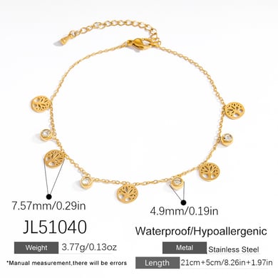 Heart Stainless Steel Gold Color Anklets h5 