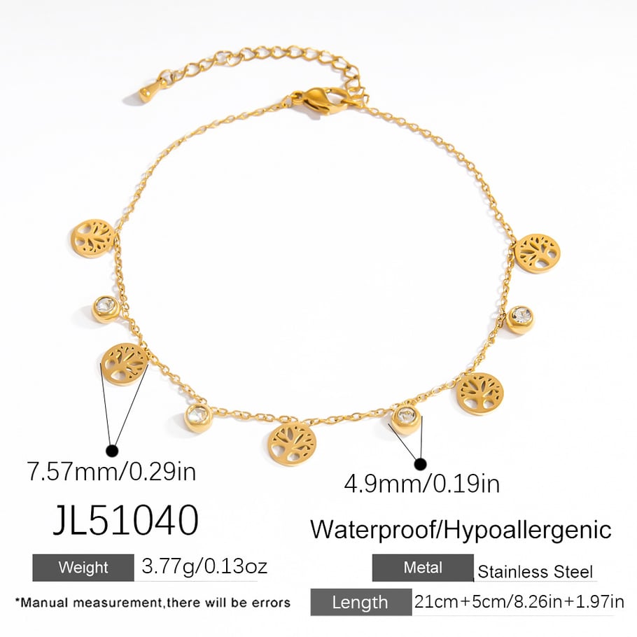 Heart Stainless Steel Gold Color Anklets 