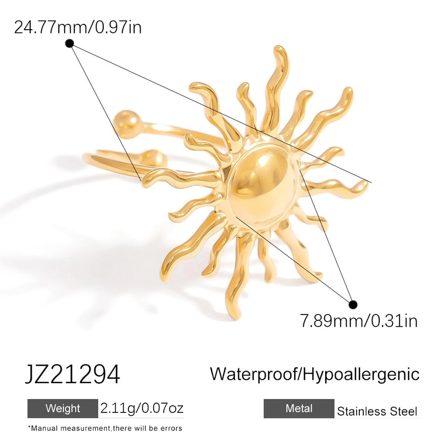 1 Stück Simple Series Retro Herz Edelstahl Gold Farbe Damen verstellbare Ringe 