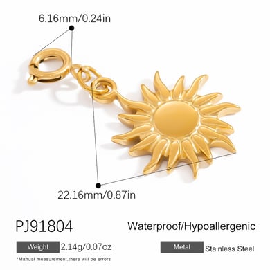 1 Stück Simple Series Simple Turtle Edelstahl Goldfarben Damenanhänger h5 