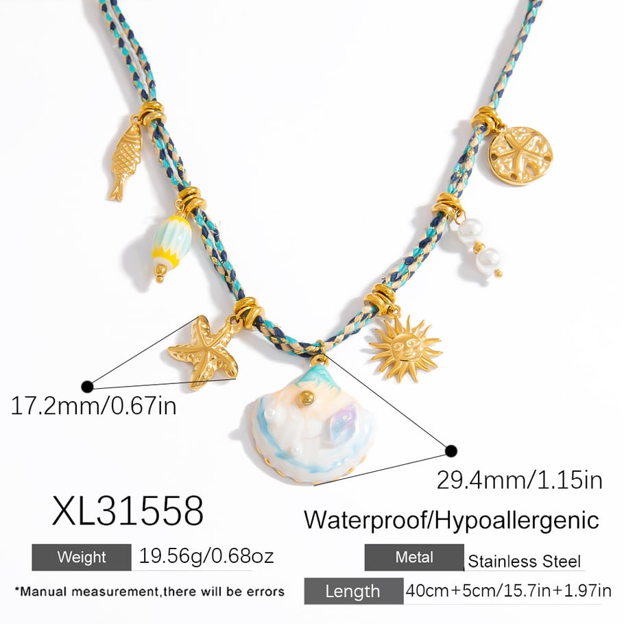 Vacation Series Shell Stainless Steel Gold Color Pendant Necklaces 