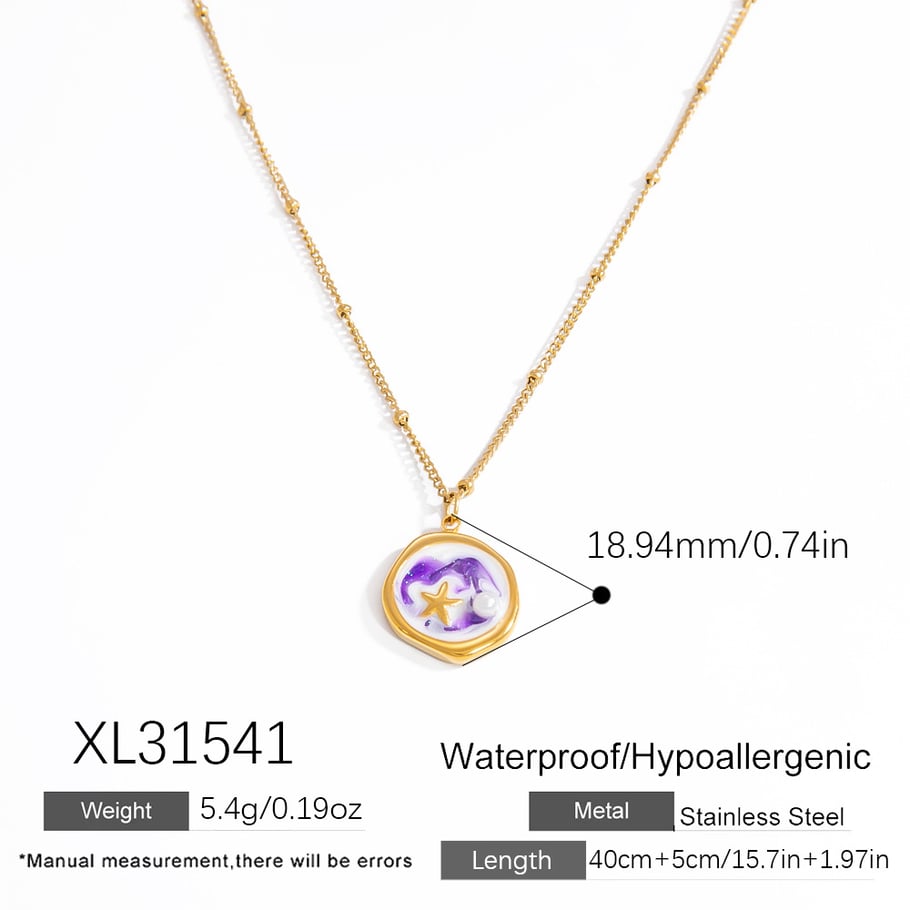 Vacation Stainless Steel Gold Color Pendant Necklaces 