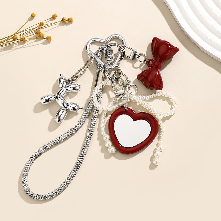 Mini Mirror Shape of Heart Bag Charms Picture2