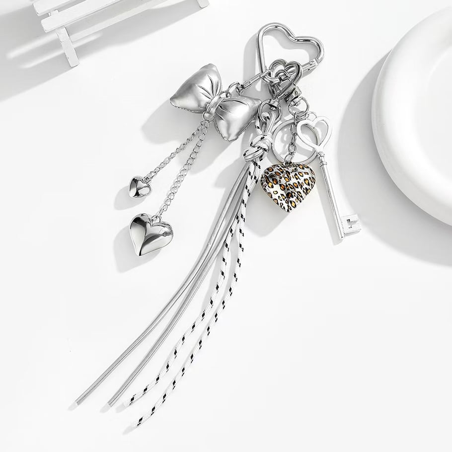 Leopard Heart Bag Charms 