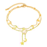 GZ217-Bracelet de cheville en acier doré 